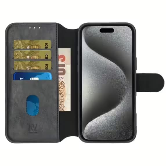 iPhone 16 Plus Plånboksfodral Rvelon - Svart