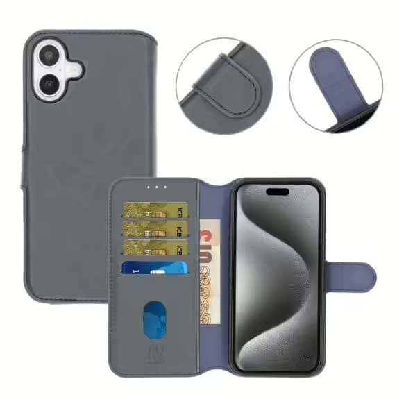 iPhone 16 Plus Plånboksfodral Magnet Rvelon - Blå