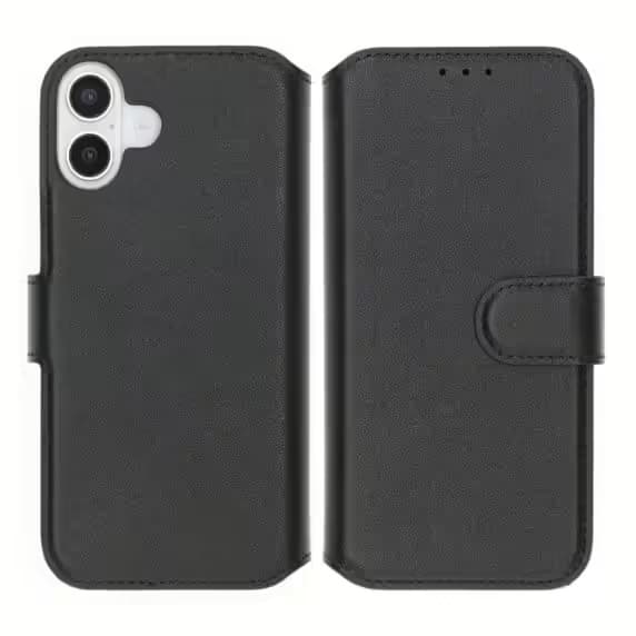 iPhone 16 Plus Plånboksfodral Äkta Läder Rvelon - Svart