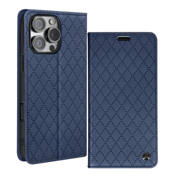 Foliofodral för iPhone 16 Pro Max Diamantkorthållare Video Support Night Blue