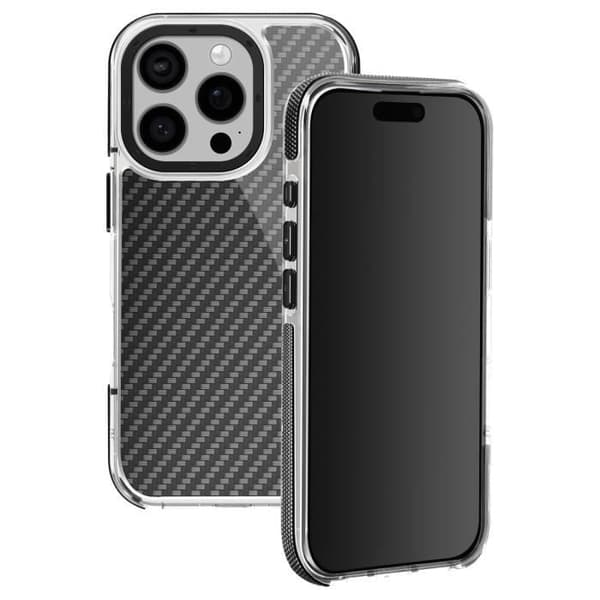 Fodral till iPhone 16 Pro Stötsäkert med metallkameraram Svart