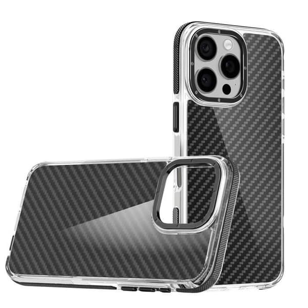 Fodral till iPhone 16 Pro Stötsäkert med metallkameraram Svart