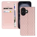 Miniatyrbild 1 av 4: Foliofodral för iPhone 16 Plus Diamantkorthållare Videostöd Rosa