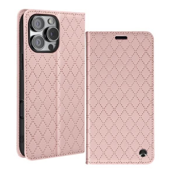Foliofodral till iPhone 16 Pro Max - AVIZAR - Diamantkorthållare Videostöd - Rosa