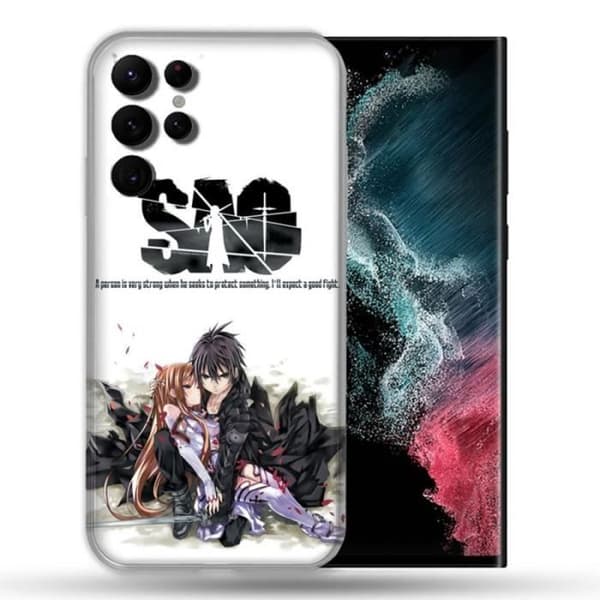 Fodral till Samsung Galaxy S22 Ultra Manga SAO sword Art Online Vit en storlek