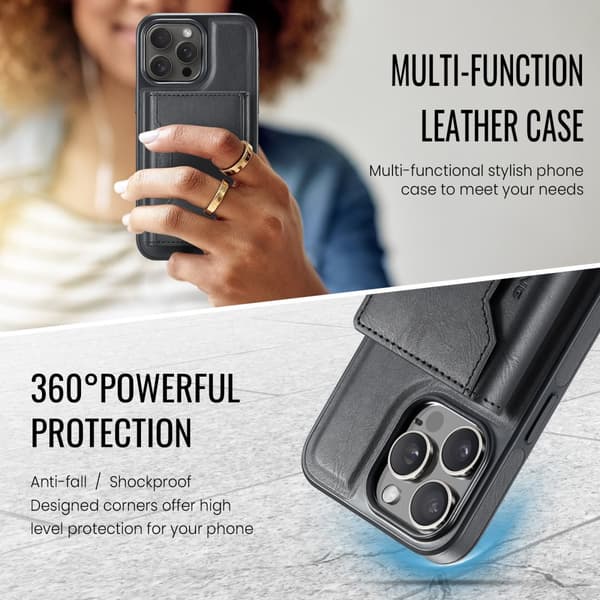 INF M2 magnetisk lommebokdeksel til iPhone 16 Pro Max - Svart 0