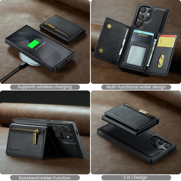INF Samsung S24 Ultra-fodral, magnetiskt plånboksfodral med korthållare 0
