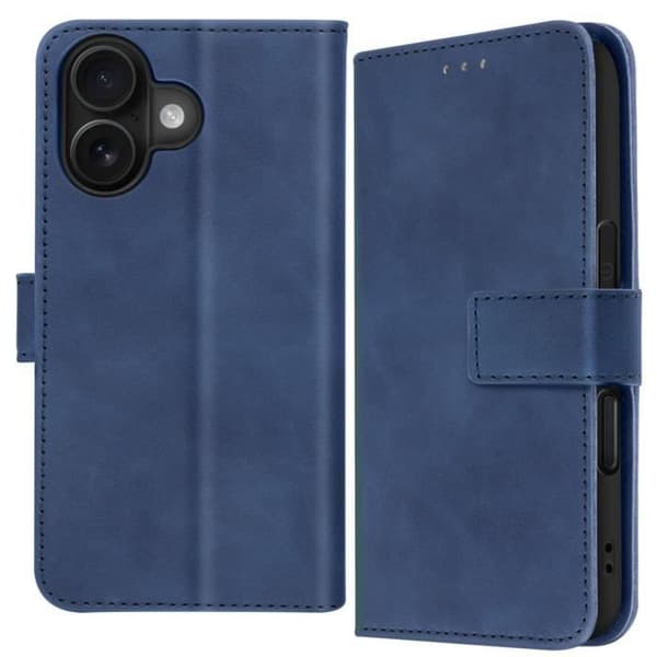 Fodral för iPhone 16 Plus Flip Wallet Video Support Midnight Blue