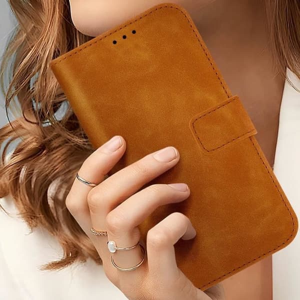 Fodral för iPhone 16 Plus Wallet Flip Video Support Brun