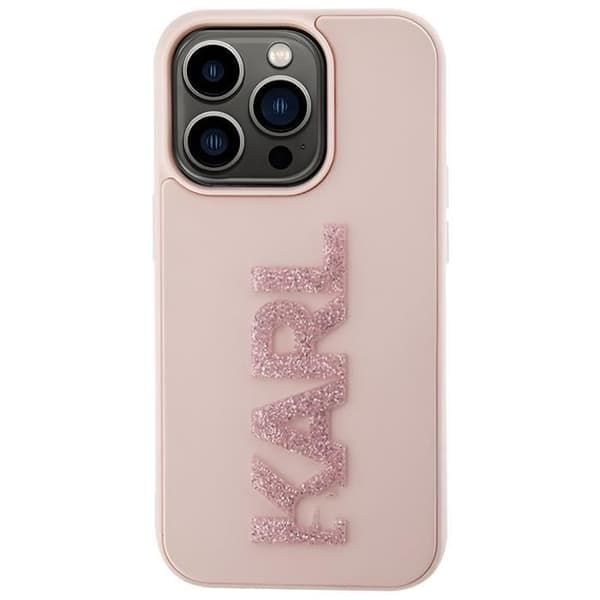 Fodral till iPhone 15 Pro Bi-material Lädereffekt Baksida Upphöjda kanter Karl Lagerfeld Pulverrosa