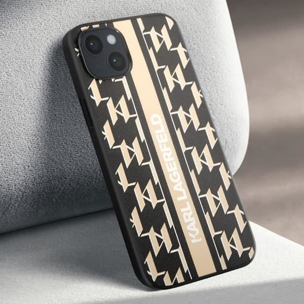 Fodral till iPhone 14 Plus Vegansk läder Baksida förhöjda kanter Karl Lagerfeld Svart