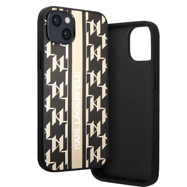 Fodral till iPhone 14 Plus Vegansk läder Baksida förhöjda kanter Karl Lagerfeld Svart