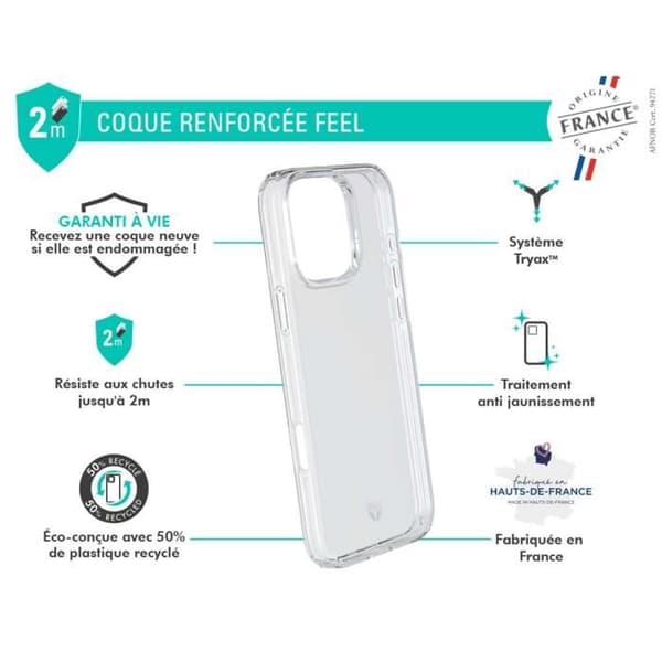 Coque Renforcée - Force Case - iPhone 16 Pro - Transparent - 50% Återvunnen plast - Livstidsgaranti