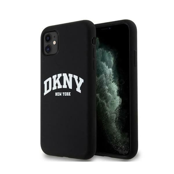 DKNY Liquid Silicone White Logo Print MagSafe - Fodral för iPhone 11 (svart)