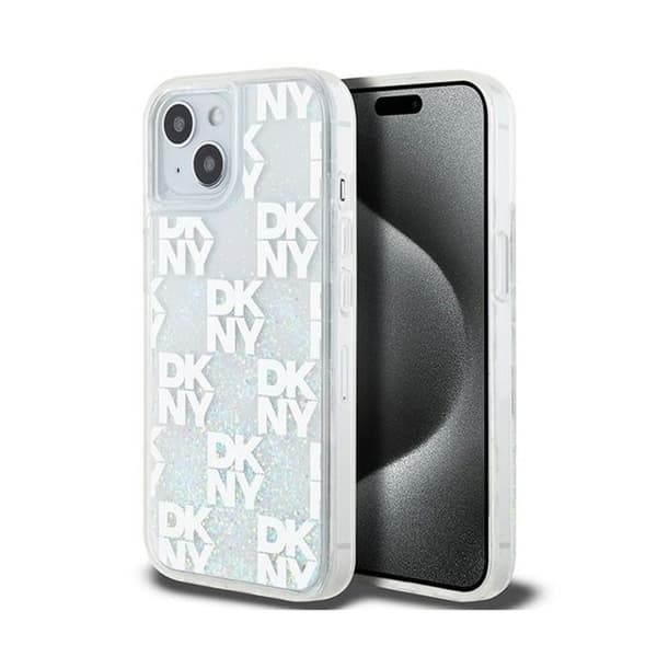 DKNY Liquid Glitter Multilogo - iPhone 15/14/13 fodral (vit)