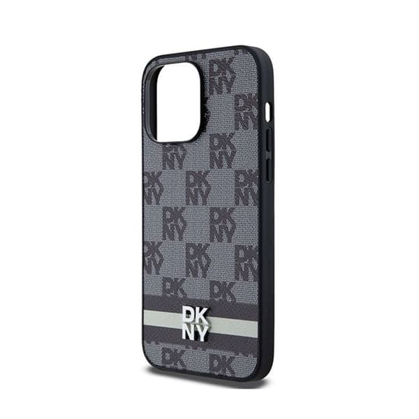 DKNY läder monomönster, rutor och tryckta ränder - iPhone 14 Pro Max-fodral (svart)