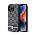Miniatyrbild 1 av 6: DKNY läder monomönster, rutor och tryckta ränder - iPhone 14 Pro Max-fodral (svart)