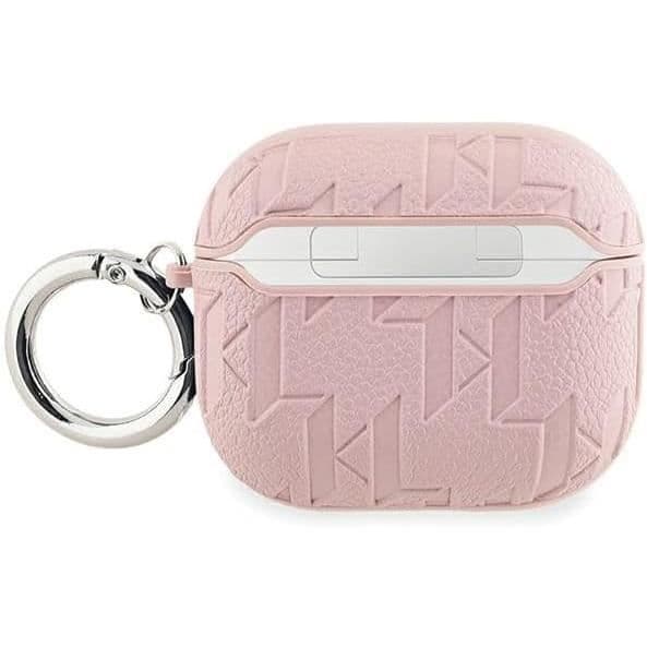 Coque AirPods 3 - Karl Lagerfeld - Monogram Karl Head - Ekoskinn - Rosa - Mjuk