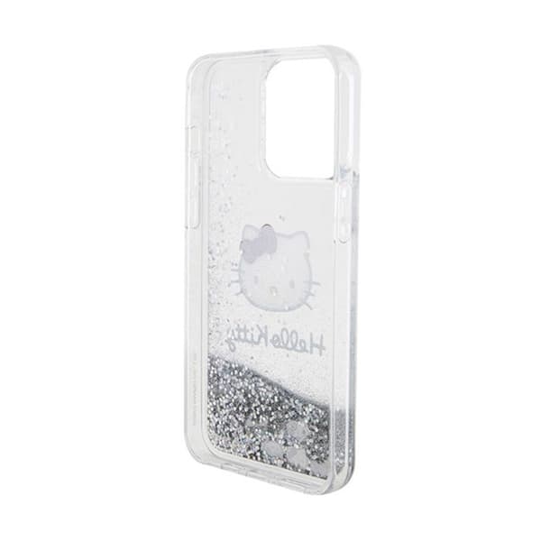 Telefonfodral - Hello Kitty - iPhone 15 Pro Max - Silver - Flytande glitter - Stel