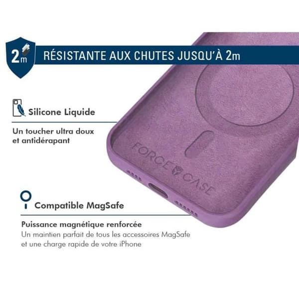 Förstärkt iPhone 16 silikonfodral MagSafe-kompatibel lila - Force-fodral med livstidsgaranti