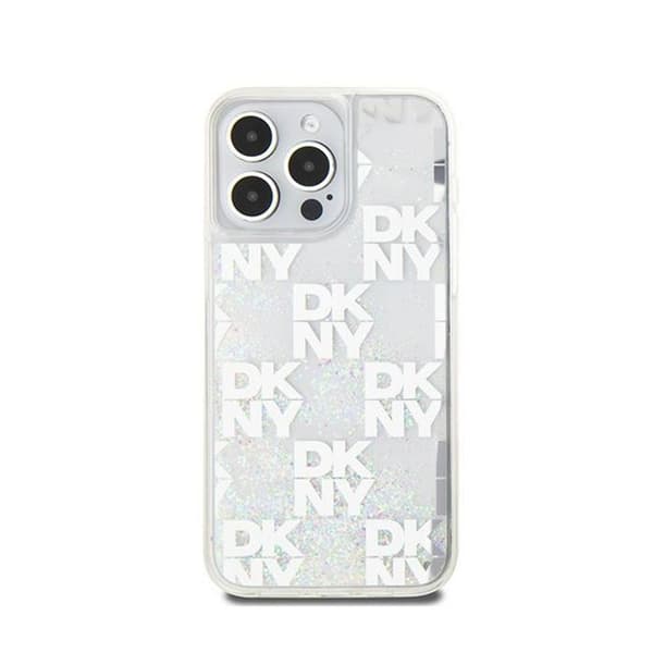 DKNY Liquid Glitter Multilogo - Fodral för iPhone 15 Pro Max (Vit)