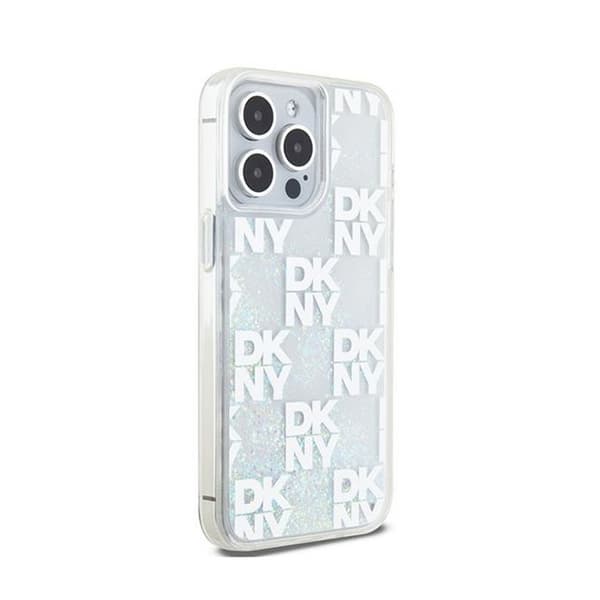 DKNY Liquid Glitter Multilogo - Fodral för iPhone 15 Pro Max (Vit)