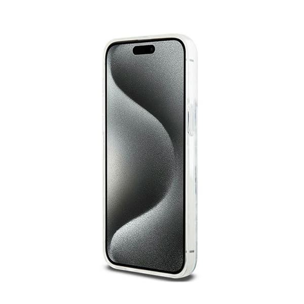 DKNY Liquid Glitter Multilogo - Fodral för iPhone 15 Pro Max (Vit)
