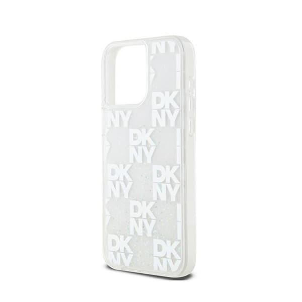 DKNY Liquid Glitter Multilogo - Fodral för iPhone 15 Pro Max (Vit)