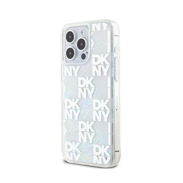 DKNY Liquid Glitter Multilogo - Fodral för iPhone 15 Pro Max (Vit)