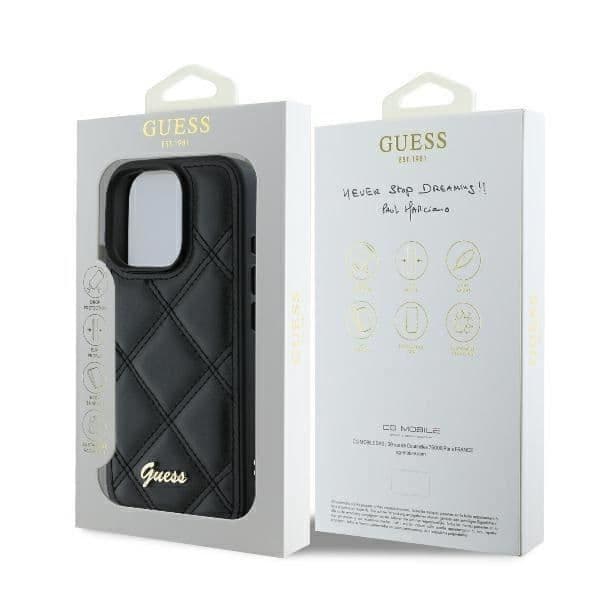 Fodral - GUESS - iPhone 16 Pro - Quiltad - Svart - Slitstarkt skydd