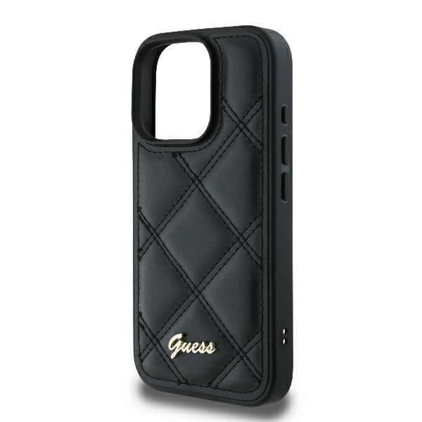 Fodral - GUESS - iPhone 16 Pro - Quiltad - Svart - Slitstarkt skydd