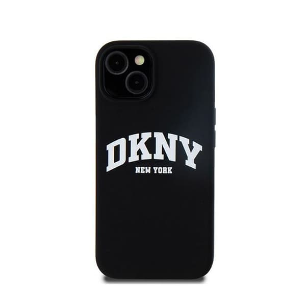 DKNY Liquid Silicone White Logo Print MagSafe - Fodral för iPhone 15 Plus / 14 Plus (svart)