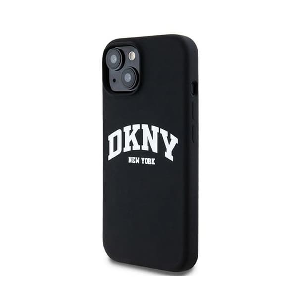 DKNY Liquid Silicone White Logo Print MagSafe - Fodral för iPhone 15 Plus / 14 Plus (svart)