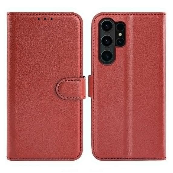 Samsung Galaxy S24 Ultra Plånboksfodral med Stativ – Brun