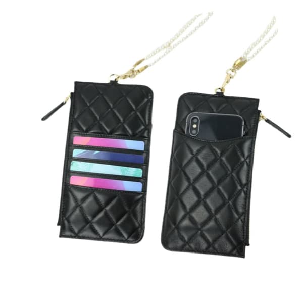 INF Axelväska i äkta läder för kvinnor, Crossbody-telefonväska med dragkedja