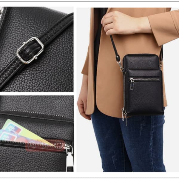 INF Crossbody-väska för män för telefon, liten axelväska i PU-läder