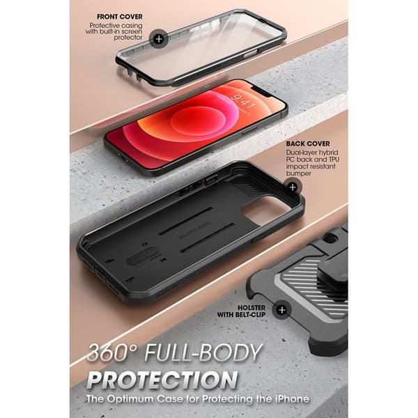 Supcase - SUPCASE - Skyddsfodral för utomhusbruk till iPhone 13 Pro (6.1") med skärmskydd 2021 svart