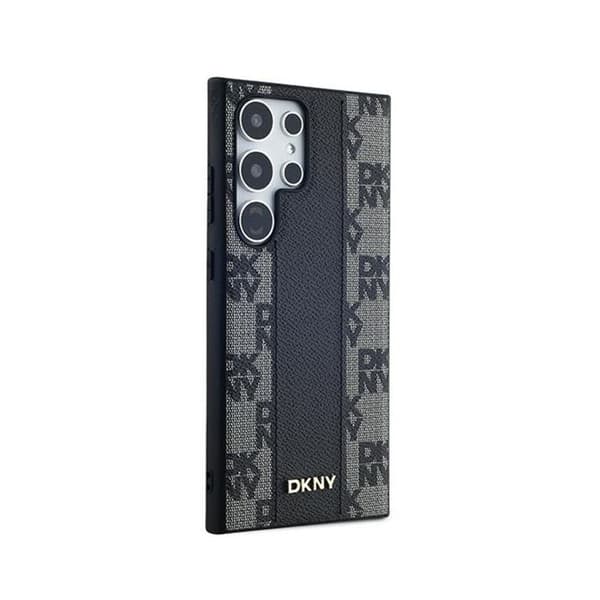 DKNY Rutigt läder Mono Pattern MagSafe - Fodral till Samsung Galaxy S24 Ultra (svart)