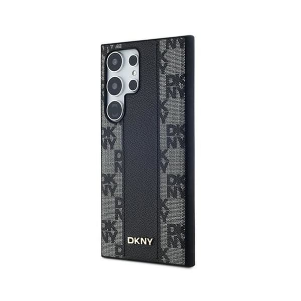 DKNY Rutigt läder Mono Pattern MagSafe - Fodral till Samsung Galaxy S24 Ultra (svart)