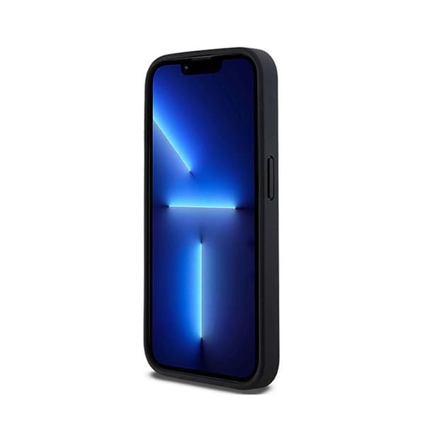 DKNY Leather Mono Stripe &amp; Metal Logo - iPhone 15 Pro Fodral (svart)
