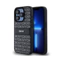 Miniatyrbild 1 av 6: DKNY Leather Mono Stripe &amp; Metal Logo - iPhone 15 Pro Fodral (svart)
