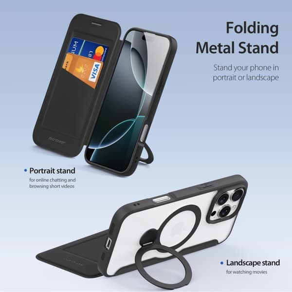 DUX DUCIS iPhone 16 Pro Kotelo Skin X Pro Series Kickstand MagSafe Musta