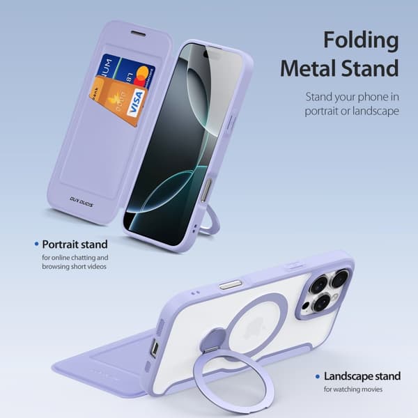 DUX DUCIS iPhone 16 Pro Max Kotelo Skin X Pro Series Kickstand MagSafe Violetti