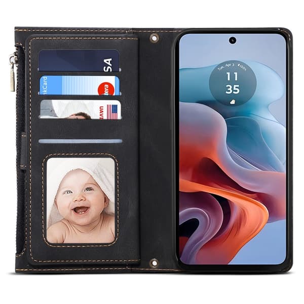 SKALO Motorola Edge 50 Neo 5G ESEBLE Big Wallet Pungetui - Sort