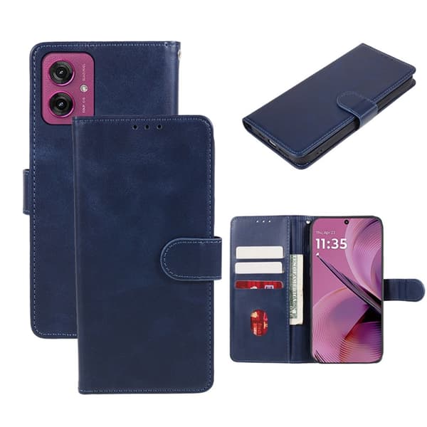 SKALO Motorola Moto G55 5G Premium Wallet Lompakkokotelo - Sininen