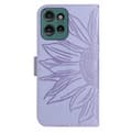 Miniatyrbillede 8 af 8: SKALO Motorola Edge 50 Neo 5G Flower PU læderpung med prægning - Lilla