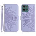 Miniatyrbillede 1 af 8: SKALO Motorola Edge 50 Neo 5G Flower PU læderpung med prægning - Lilla