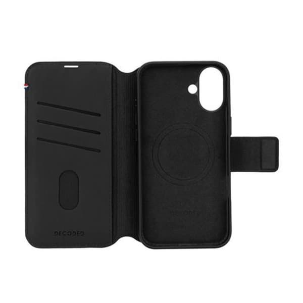 iPhone 16-fodral - Decoded - Läder - MagSafe-kompatibel - Kortfack - Svart