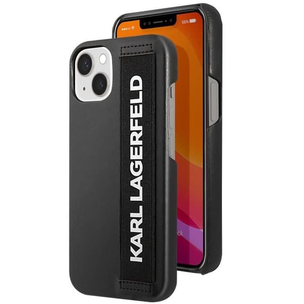 Fodral till iPhone 13 Stötsäker med elastisk rem Karl Lagerfeld Svart