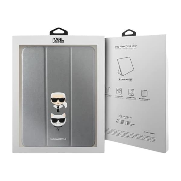 Fodral för iPad Pro 12.9 och Pro 12.9 2017 - KARL LAGERFELD - Grå - Flip Multiposition Support